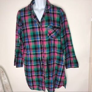 Victoria's Secret PJ‎ Gown Pink Green Plaid M/M,
